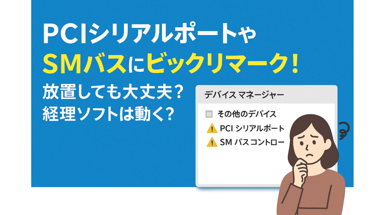 PCIシリアルポートやSMバスにビックリマーク！放置しても大丈夫？経理ソフトは動く？