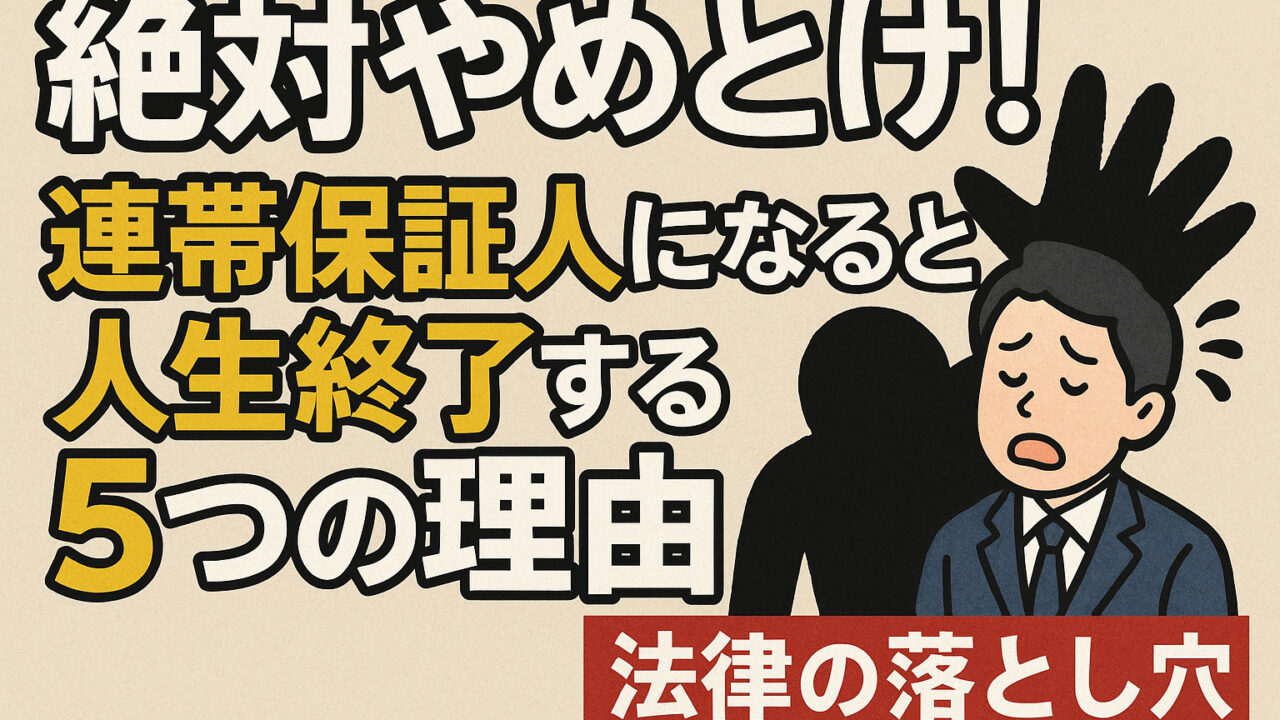絶対やめとけ！連帯保証人になると人生終了する5つの理由【法律の落とし穴】