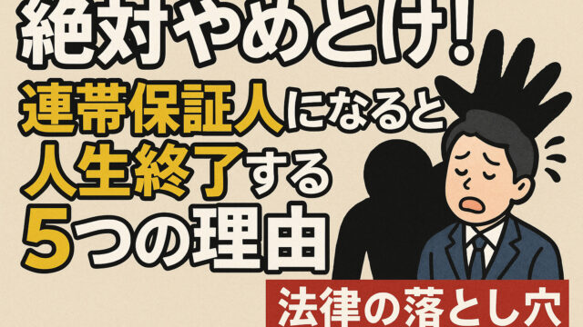 絶対やめとけ！連帯保証人になると人生終了する5つの理由【法律の落とし穴】